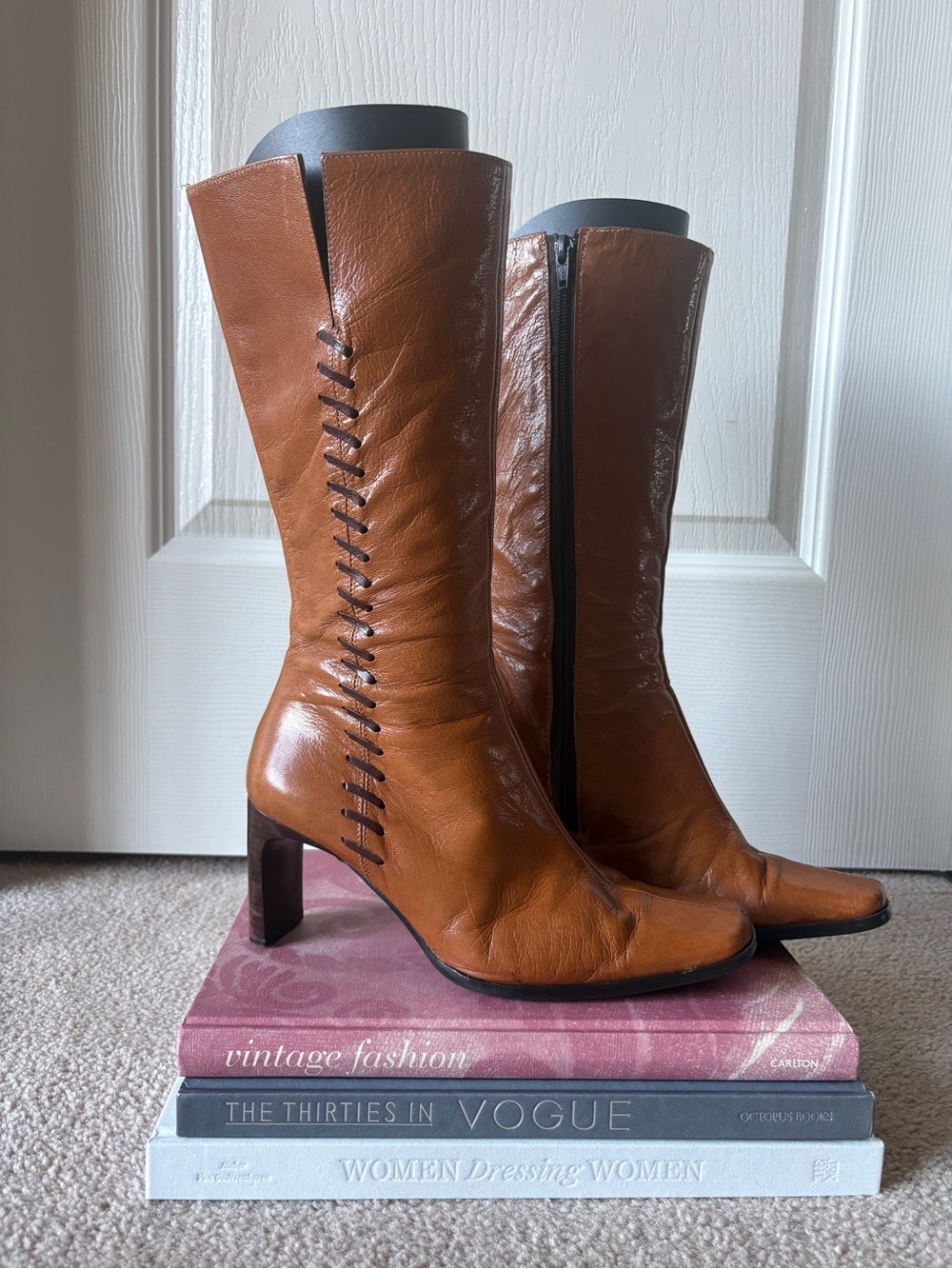 Y2K Leather Mid-Calf Heeled Boots